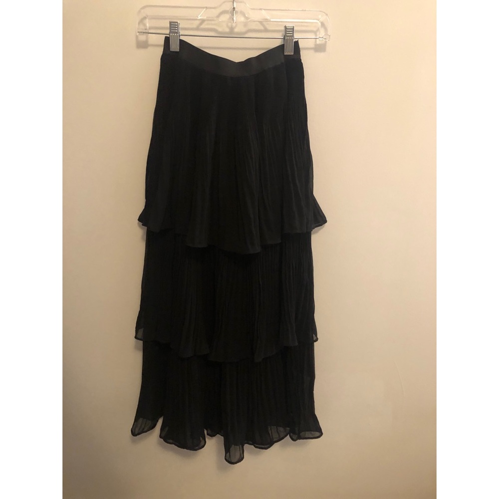 Topshop black 3 tiered midi ruffle skirt Size 4